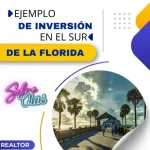 imagen descriptiva del post con el texto Ejemplo inversion sur florida, el fondo playa con dos personas caminando